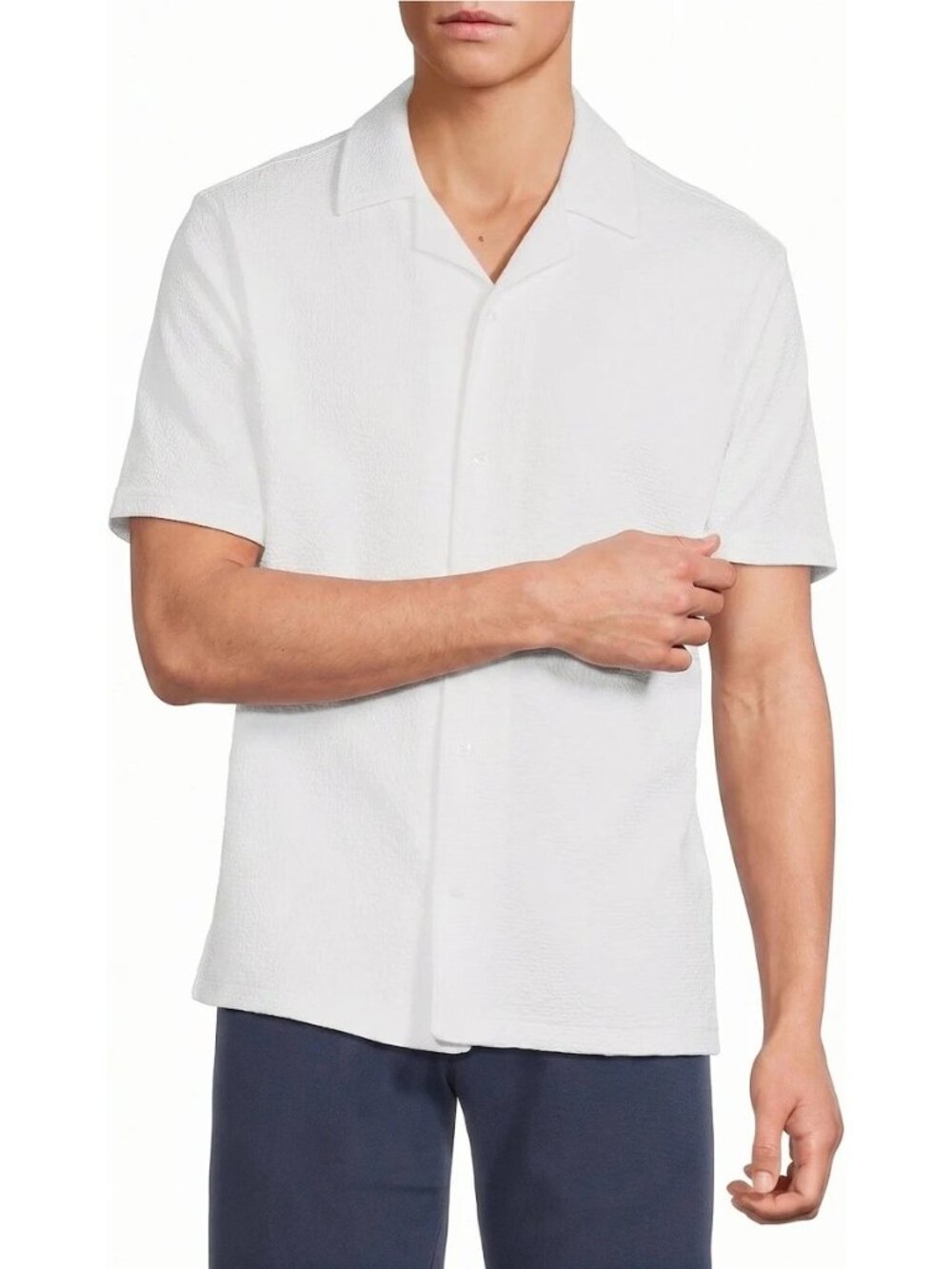 Hart Schaffner Marx Mens White Short Sleeve Button-Up Shirt L 100% Cotton Egypt